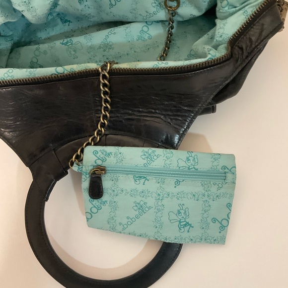 Babee D Black Python Leather Boho Handbag Large Lined Interior 3 Front Pockets - Picture 13 of 16